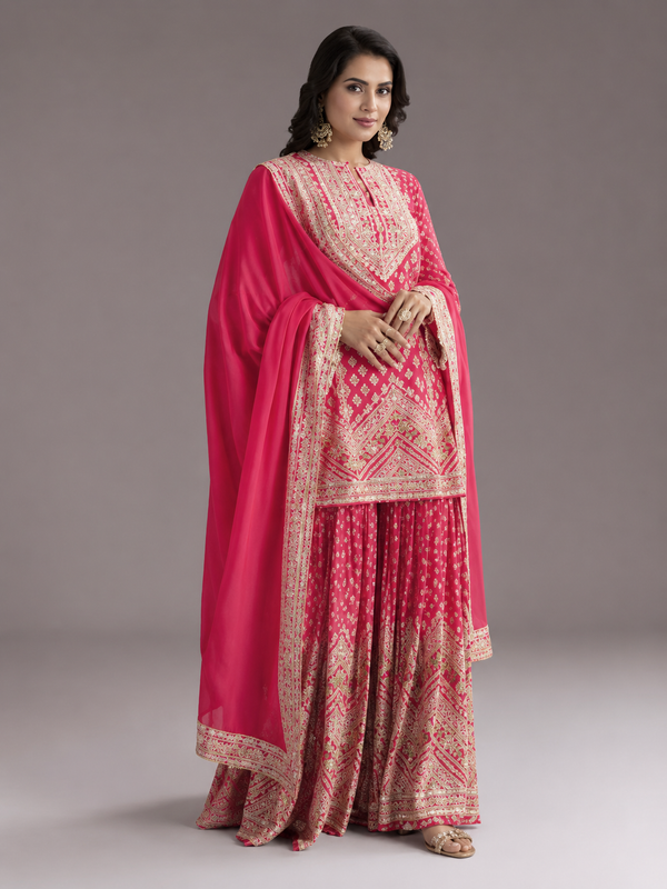 Blossom Pink Organza Anarkali