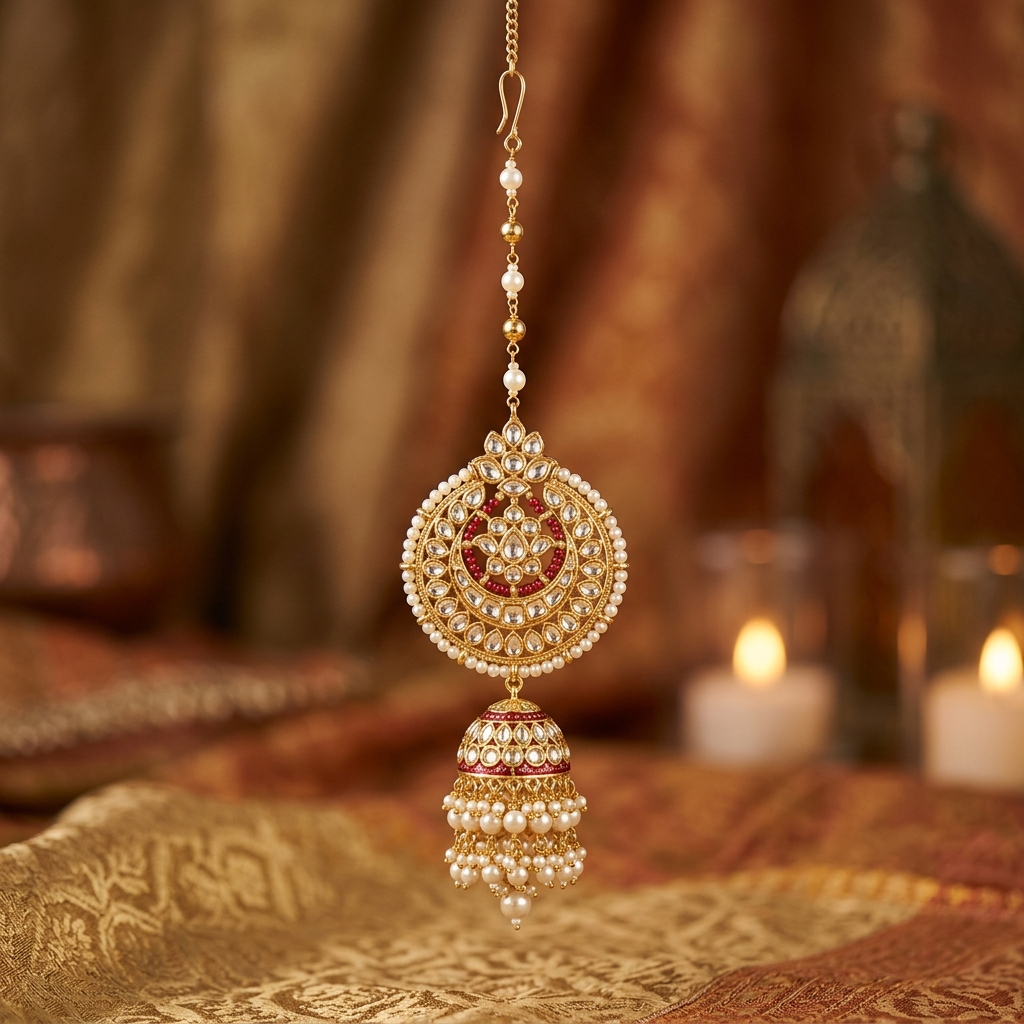 Exquisite Pearl Maang Tikka