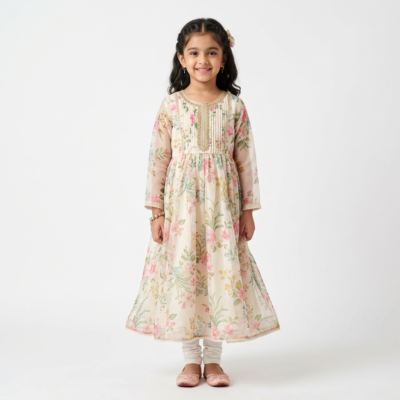 Girls Floral Organza Anarkali