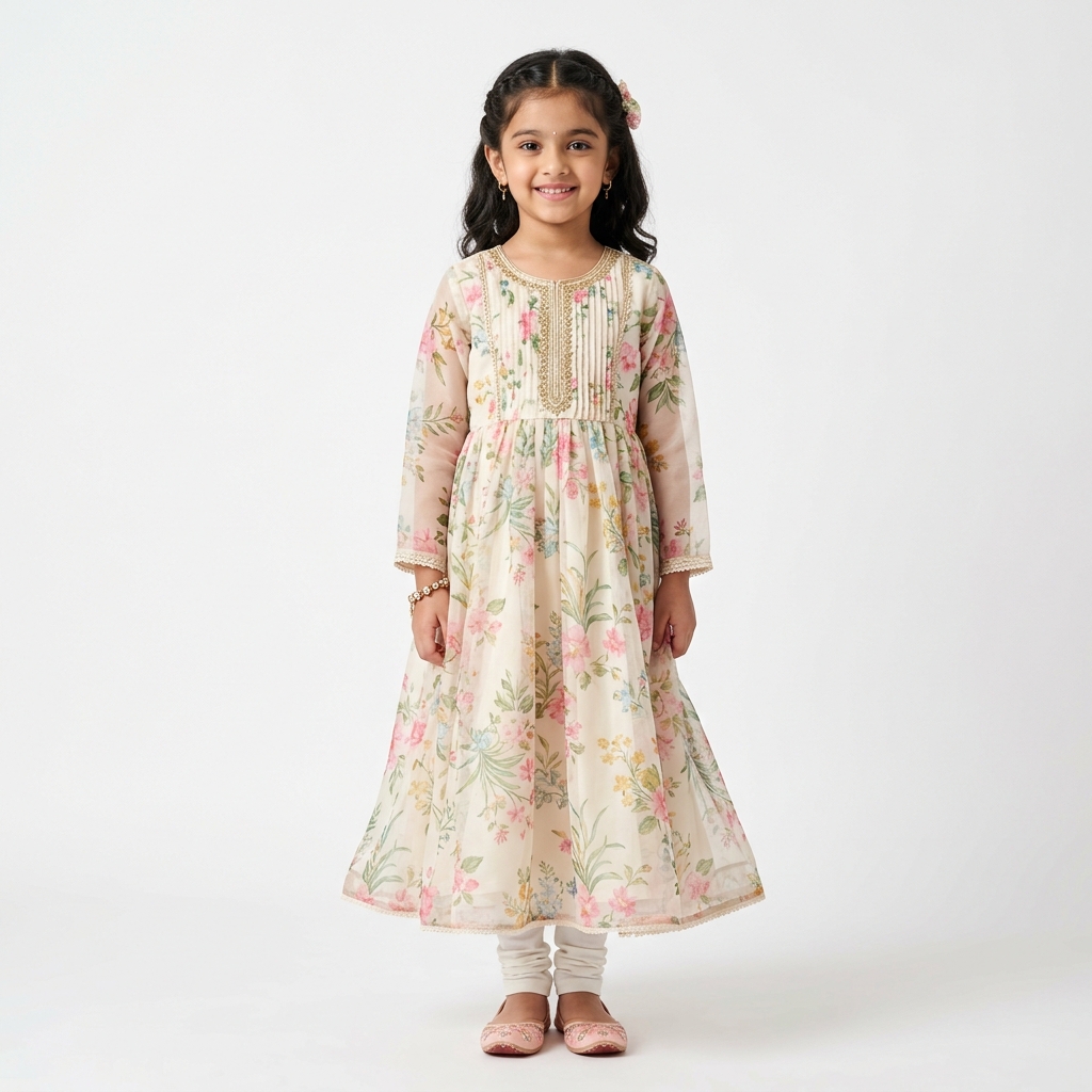 Girls Floral Organza Anarkali