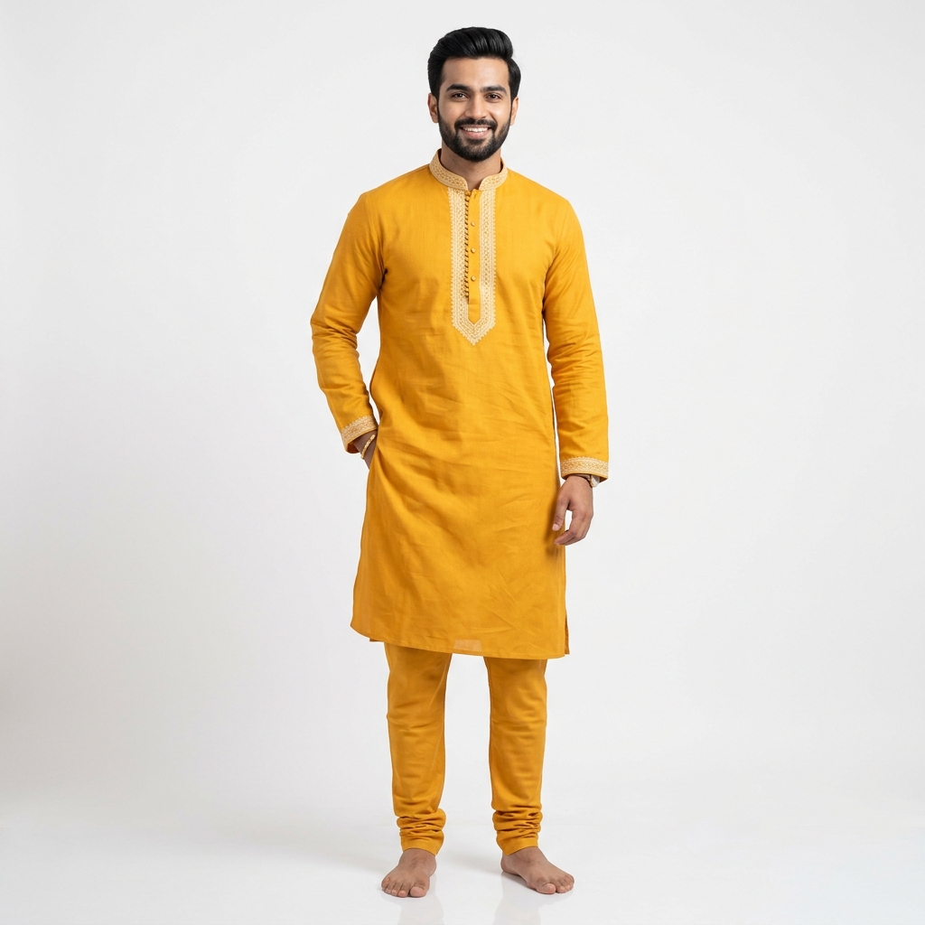 Saffron Yellow Haldi Kurta Set